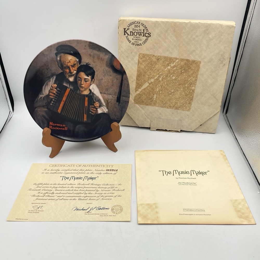 Vintage 1981 Norman Rockwell The Music Maker Knowles Plate COA Box 10291J